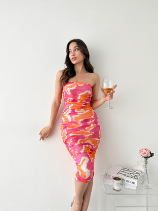 Berry Batik Pattern Dress