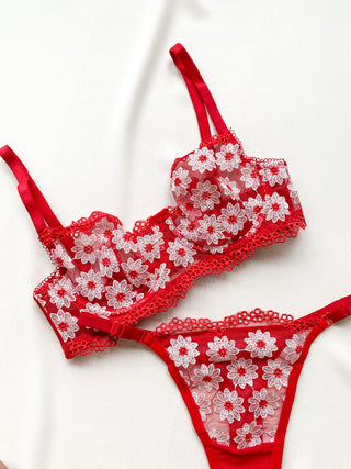 Daisy Embroidered Bralette Set