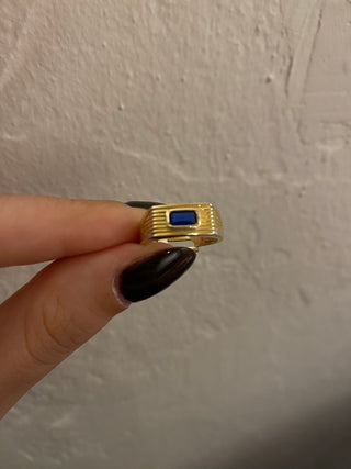 925 Ayar Gümüş Vintage Mavi Serçe Parmak Yüzüğü
