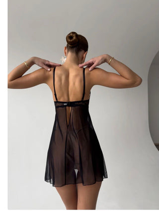 Siyah Fiyonk Detaylı Babydoll