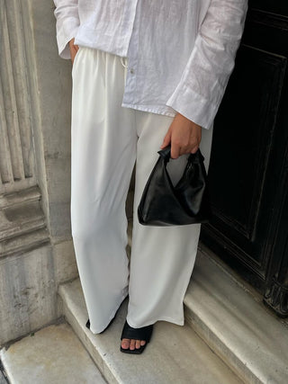 Palm Satin White Trousers