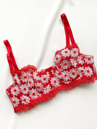 Daisy Embroidered Bralette Set